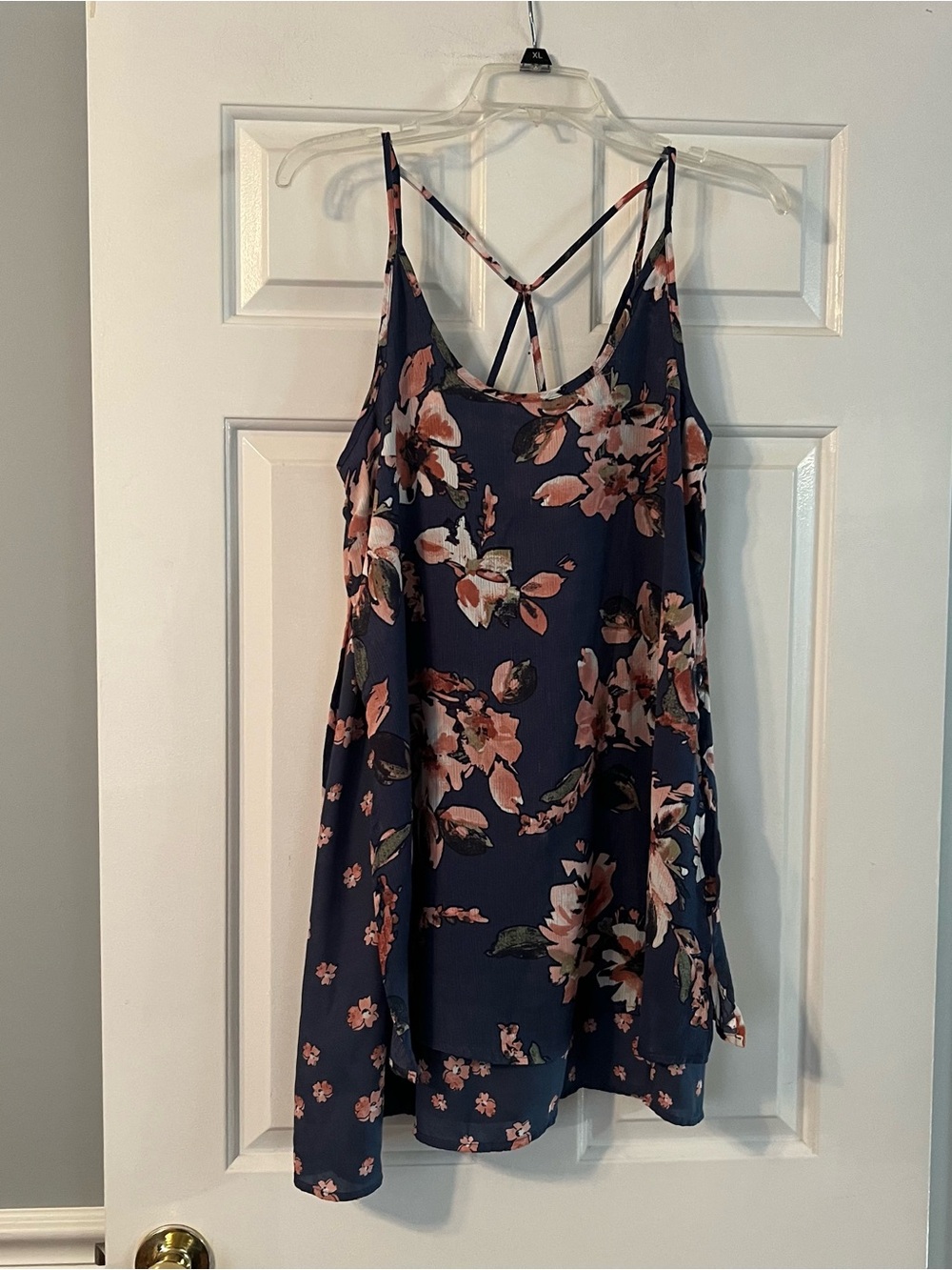 Floral Navy Strappy Slip Tank dress